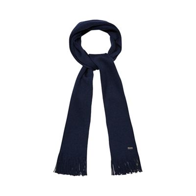 Dark blue pure Merino wool scarf